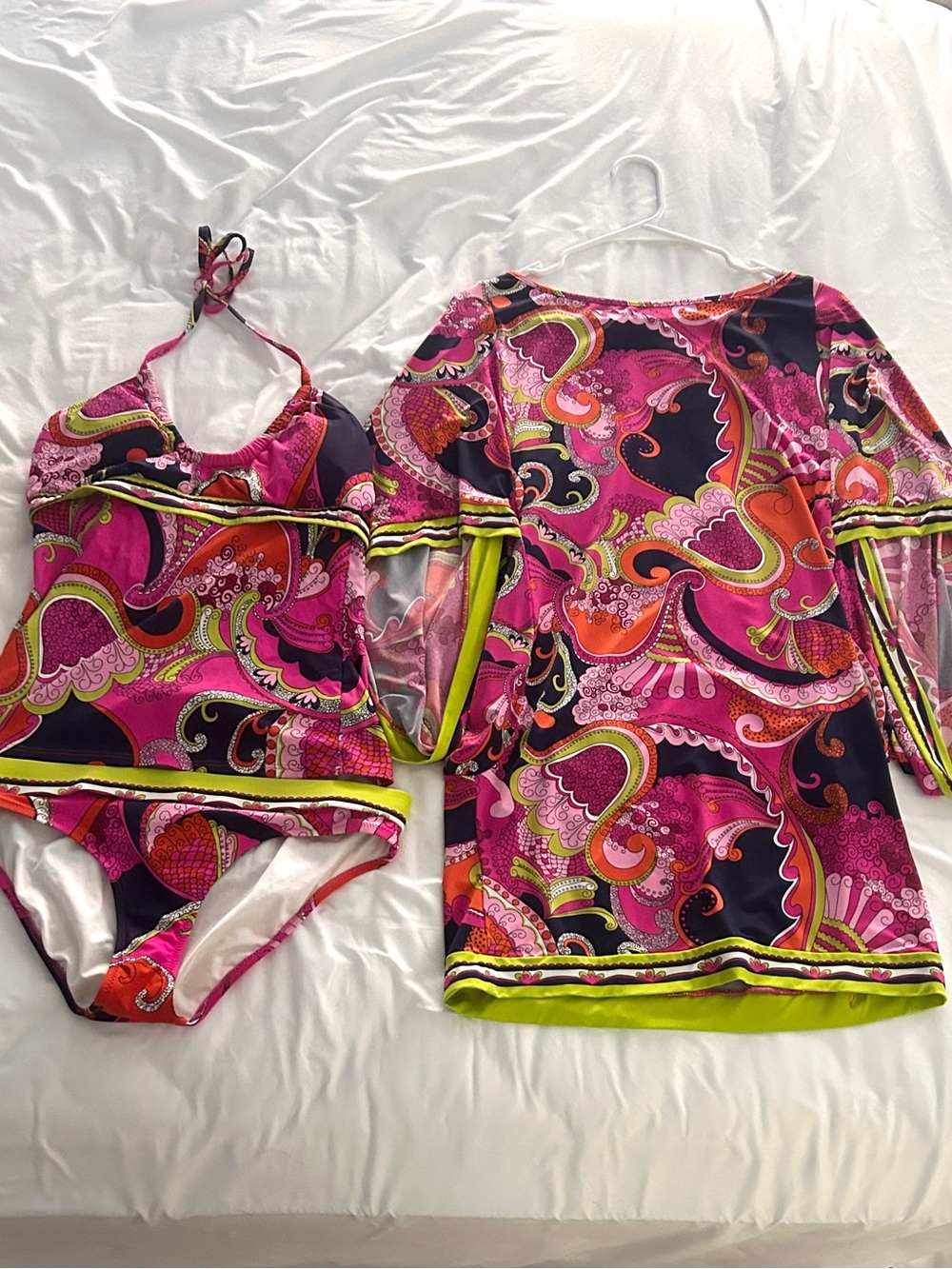 Trina Turk Pink Paisley Two-Piece Swimsuit with Matching Tunic